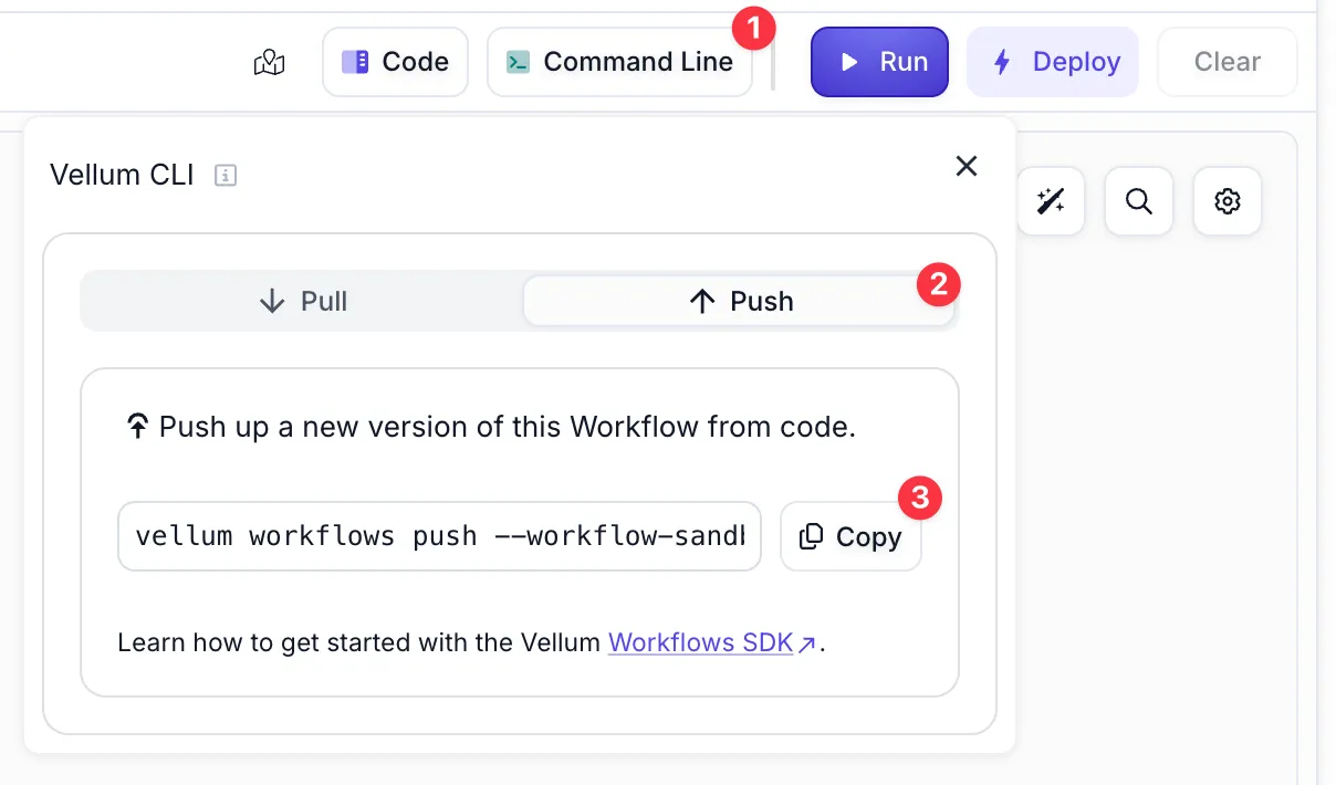 Command Line push tab with copy button