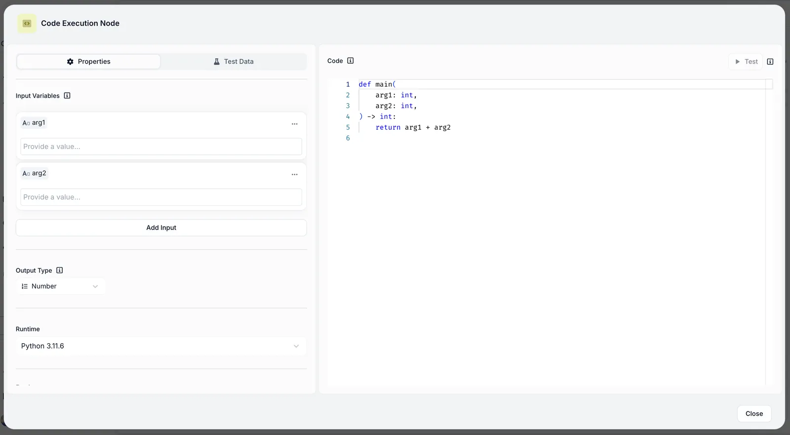 Code Execution Node Editor