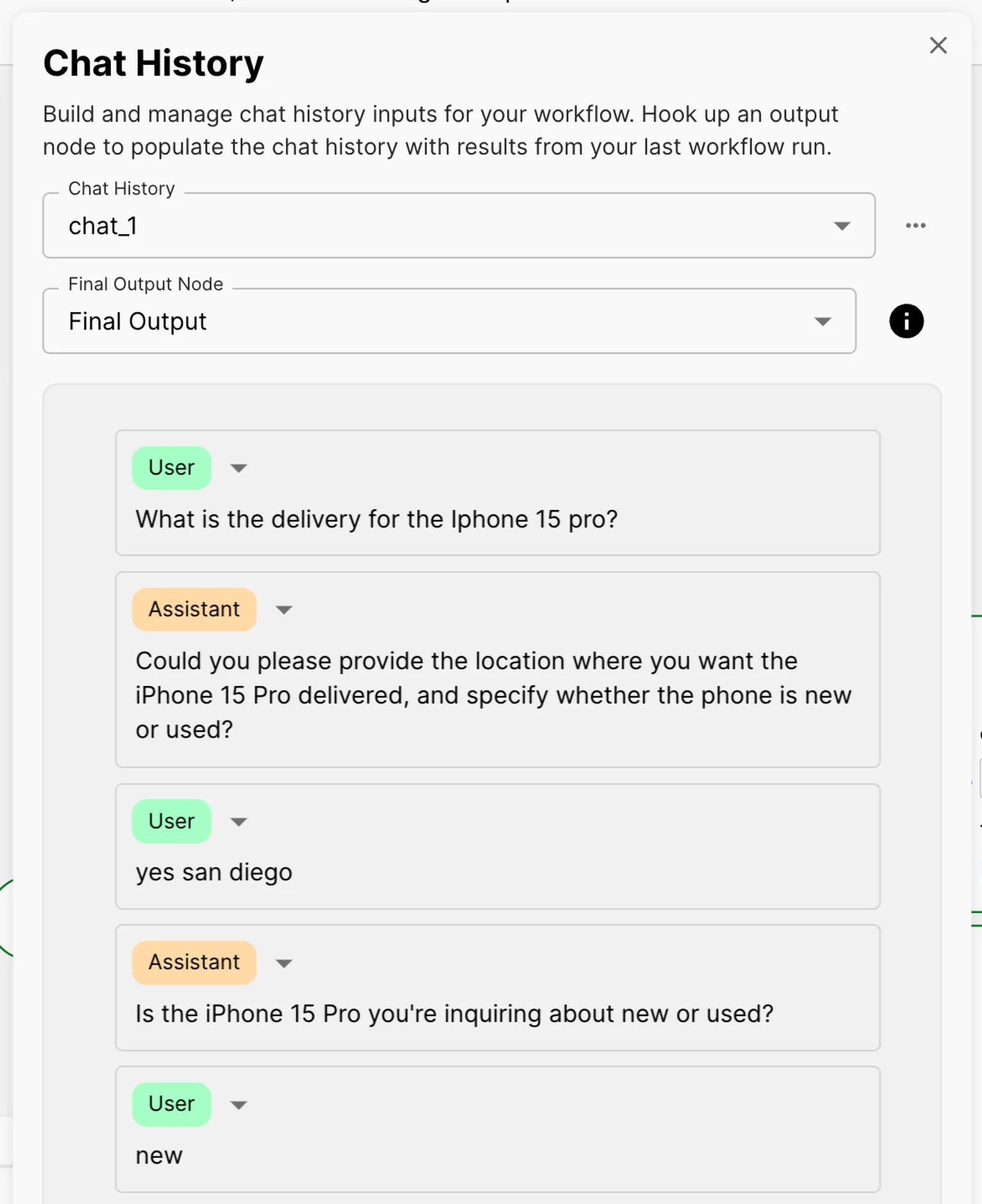Workflow Chat History