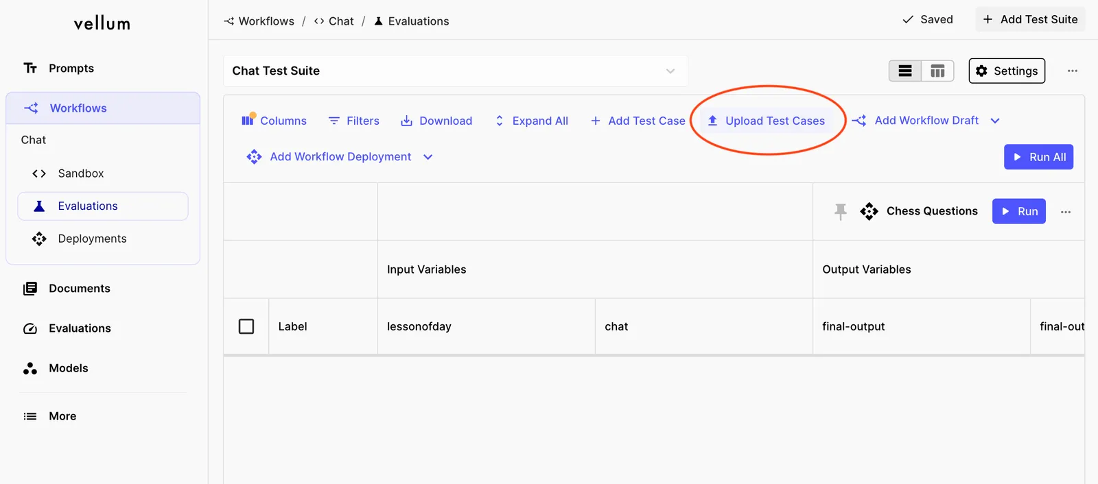 Test Case Upload in Evaluation Reports