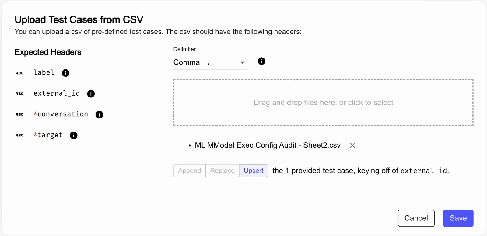 Upload Test Suite Test Cases Modal