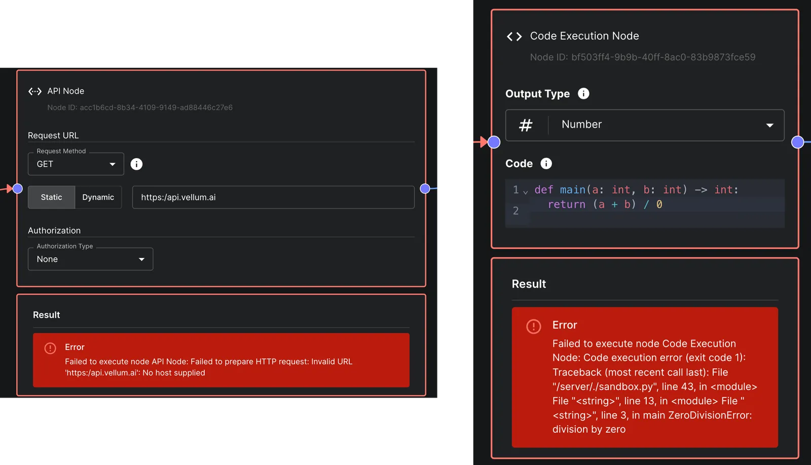 Improved Error Messages in Code & API Nodes