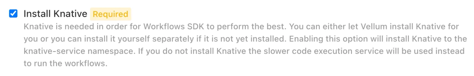 KOTS Admin Console showing Install Knative flag