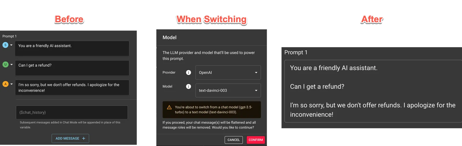 Converting from Chat Models to Text Models