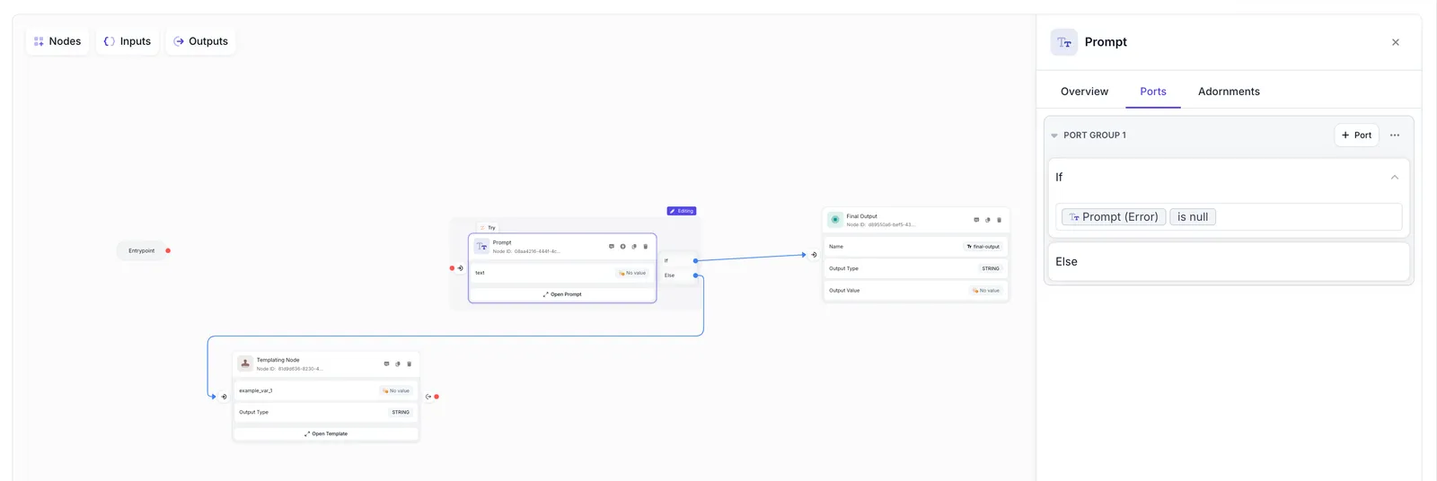 Workflow with conditional paths set up