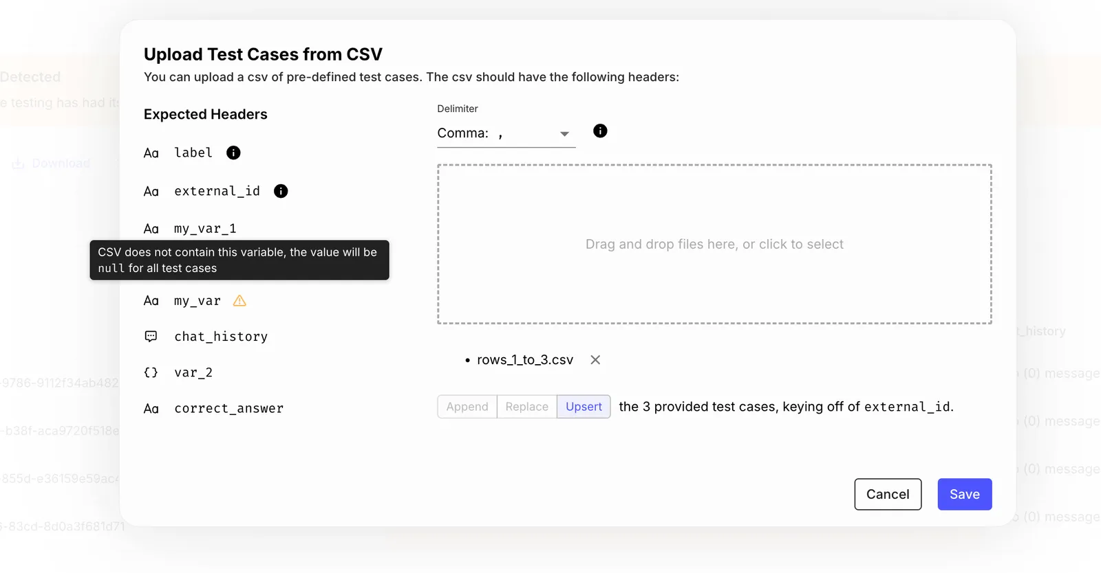 Optional Headers for Test Case CSV Upload
