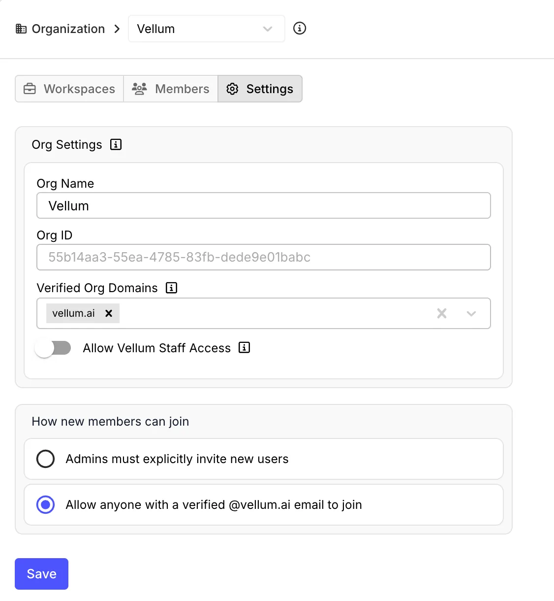 Organization Settings