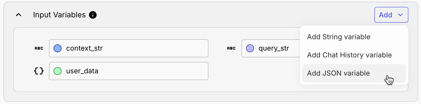 JSON Variables Dropdown