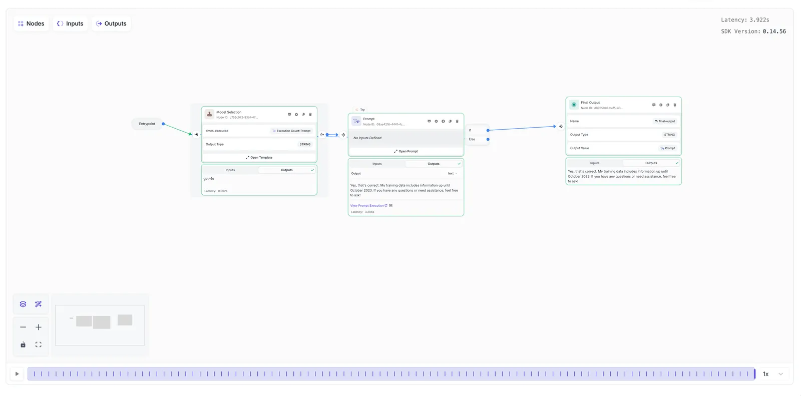 Workflow execution showing the fallback behavior - second attempt