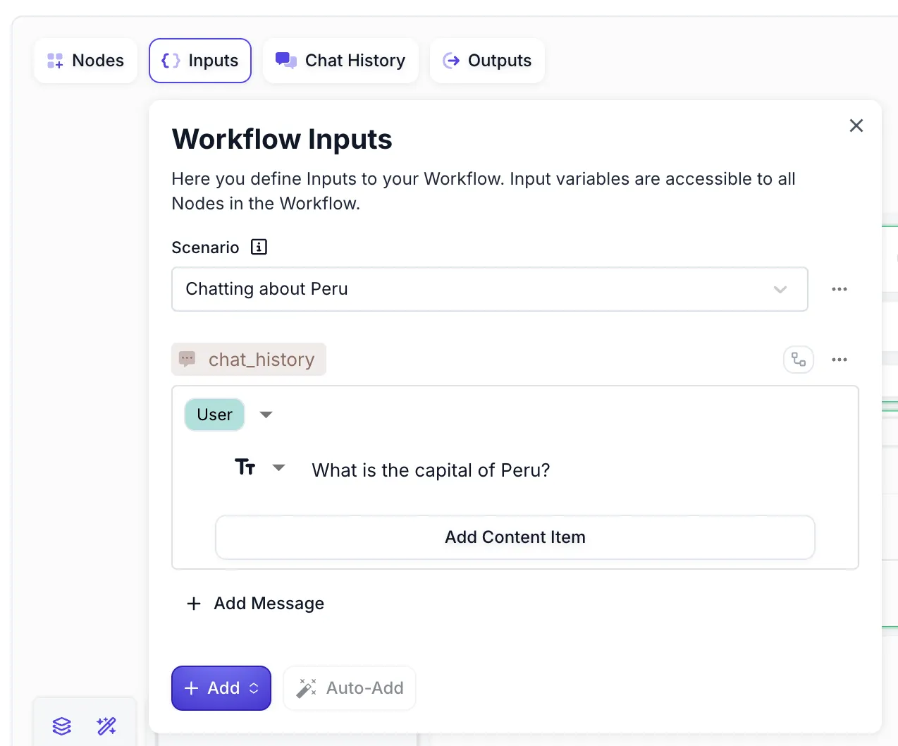 Clean chat history setup
