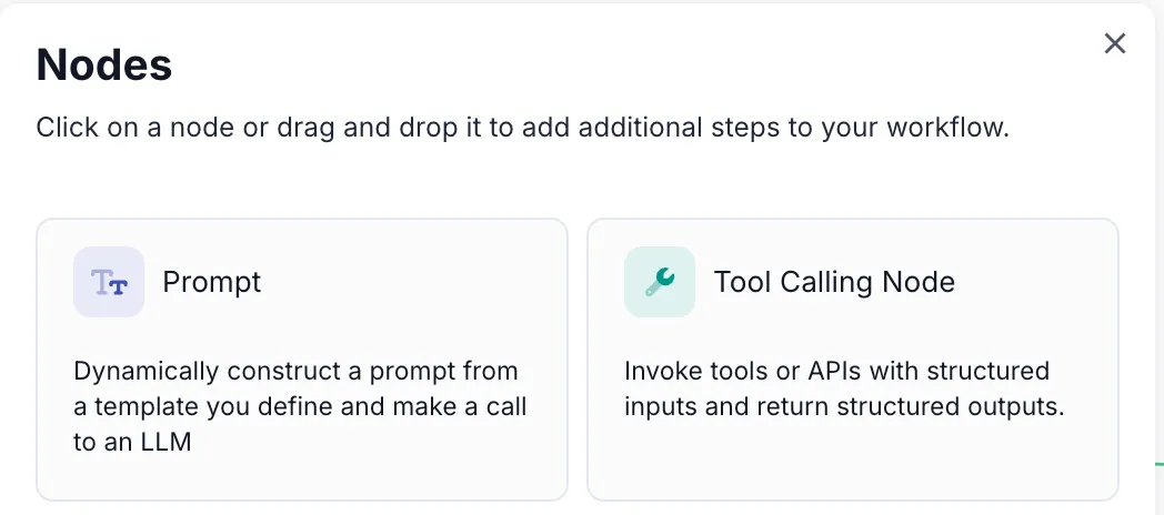 Agent Node shown in the Vellum Workflow Builder interface