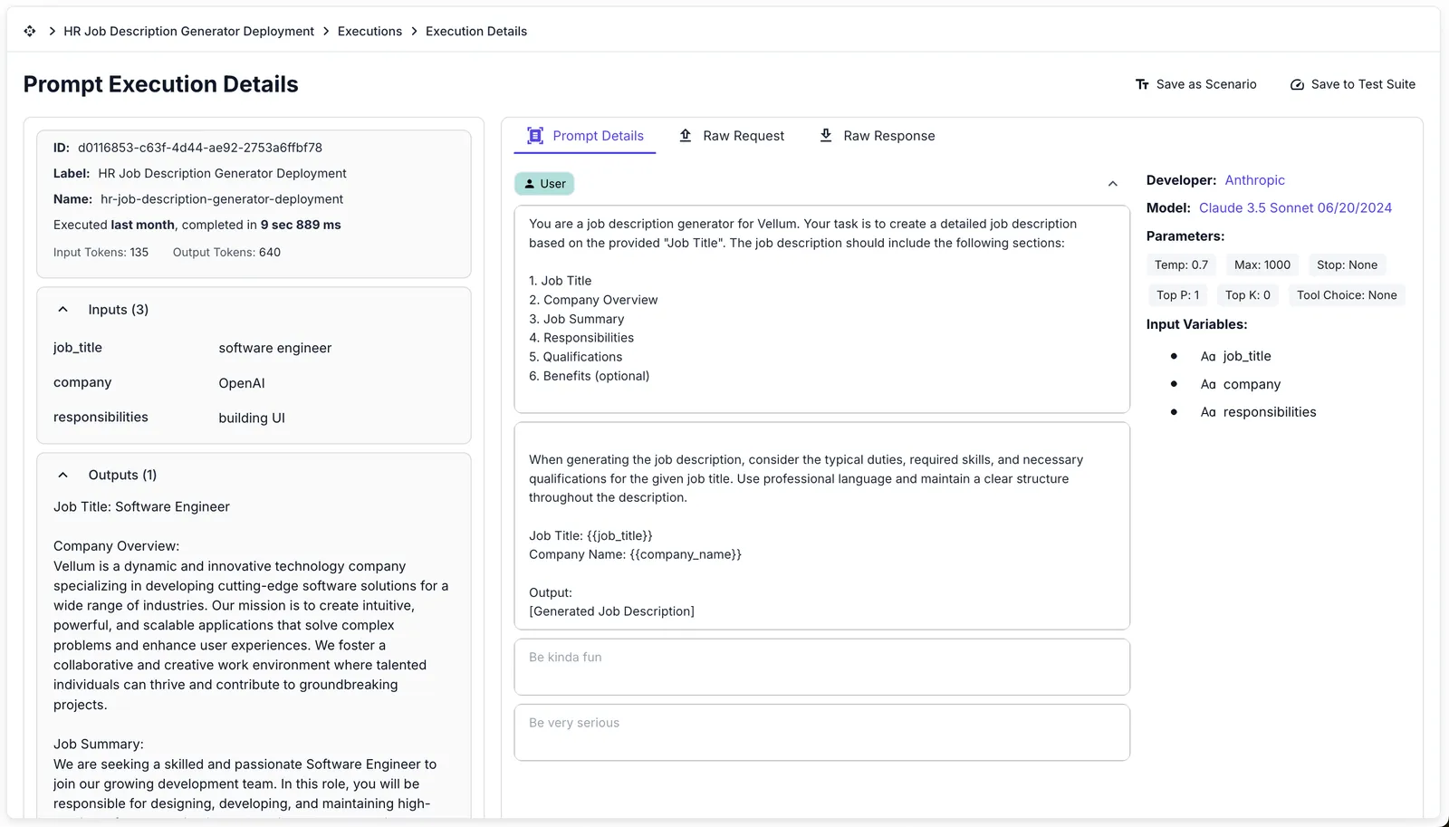 Prompt Execution Details
