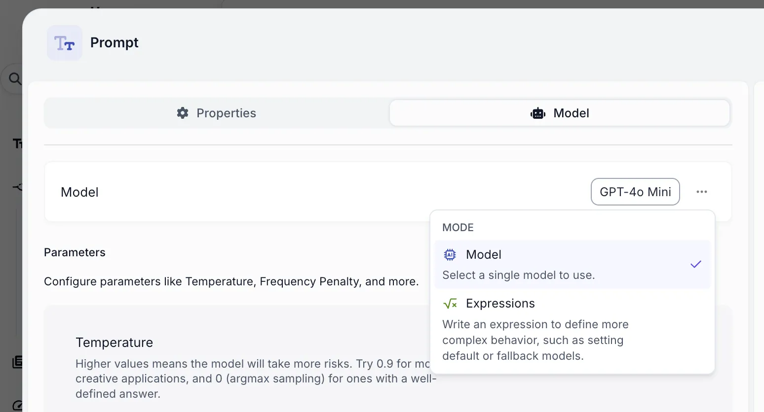 Enabling dynamic model selection via Expressions