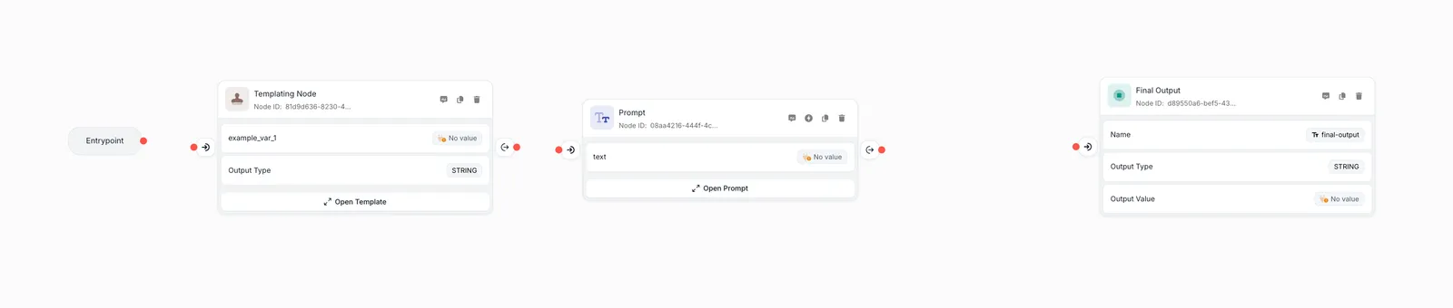 Adding a Prompt Node and a Templating Node to the workflow