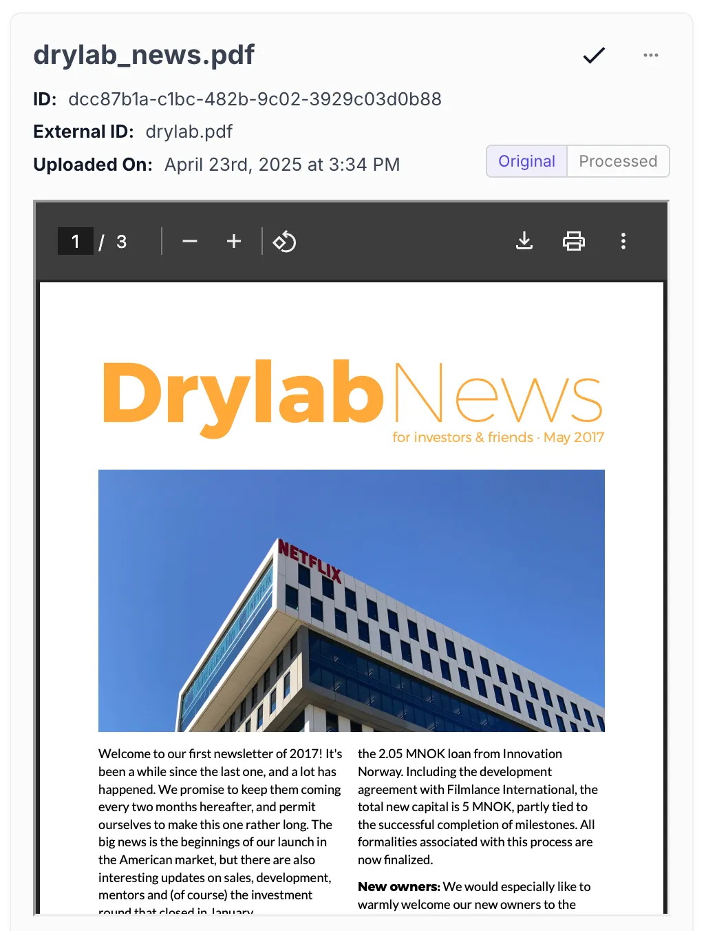 Newsletter with text and image