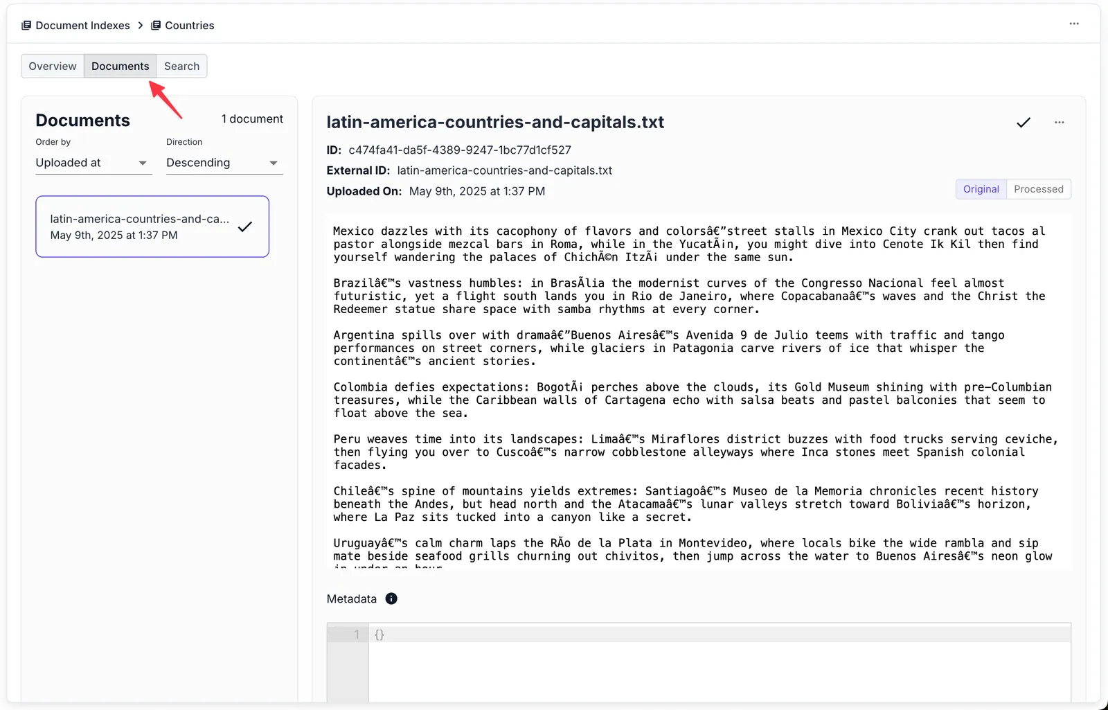 Document preview interface