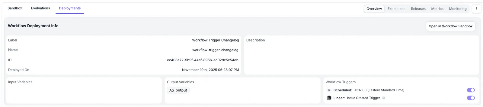 Workflow Trigger Deployment