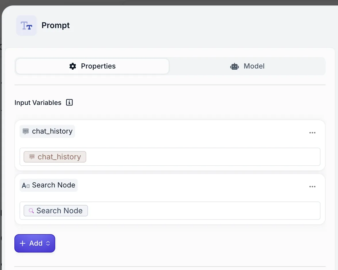 Prompt Node with search input