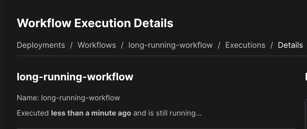 In Progress Workflow Execution Details