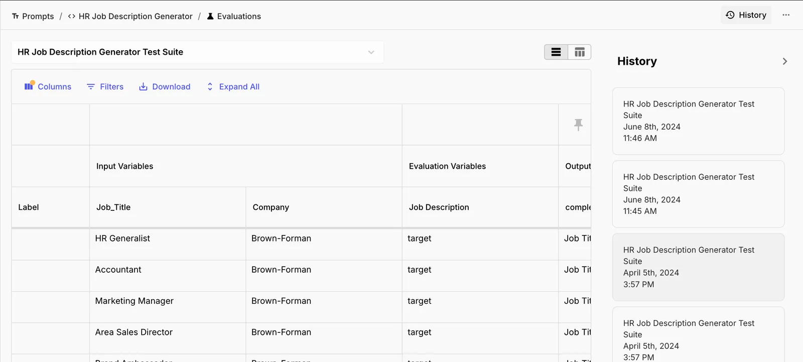Evaluation Report History